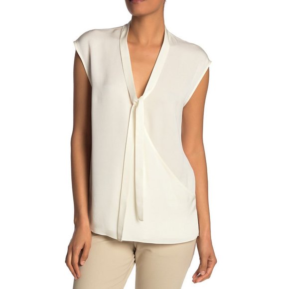 NWT Theory Tie Front Silk Top - Picture 2 of 14